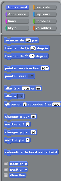 Quelques instructions de scratch
