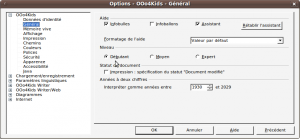 Sélection du niveau de l'utillisateur (OOo4Kids, sous Ubuntu)
